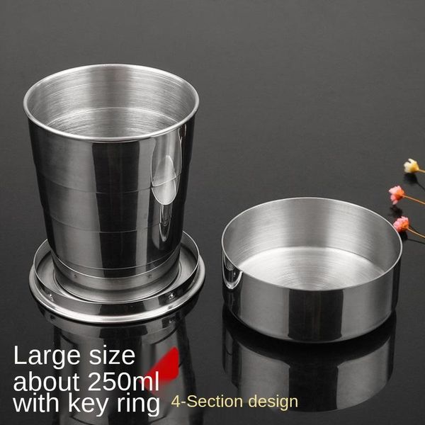 

mugs large 250ml outdoor stainless steel folding bottle adjustable cup portable travel camping wash
