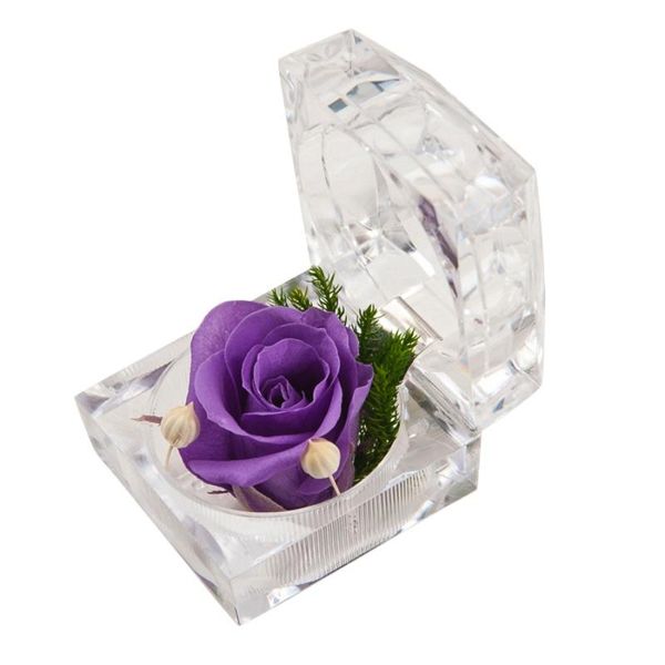 

zl exquisite eternal flower red rose proposal ring box acrylic crystal ring box valentine's day marriage proposal birthday gift