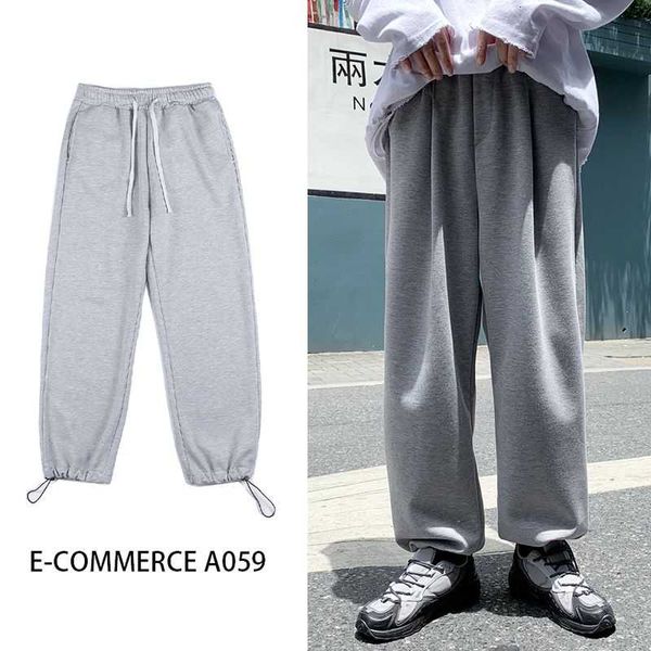 

spring sweatpants men's fashion casual joggers pants men streetwear korean loose hip-hop straight-leg pants mens trousers m-5xl, Black