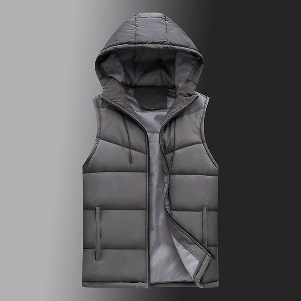 

men's vests 2021 autumn and winter thick warm vest solid color sports casual comfortable hooded simple style, Black;white