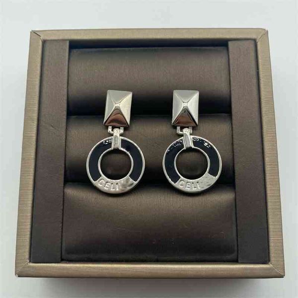 

70% off outlet online new style black gutta percha cake rectangular round brand earrings, Golden