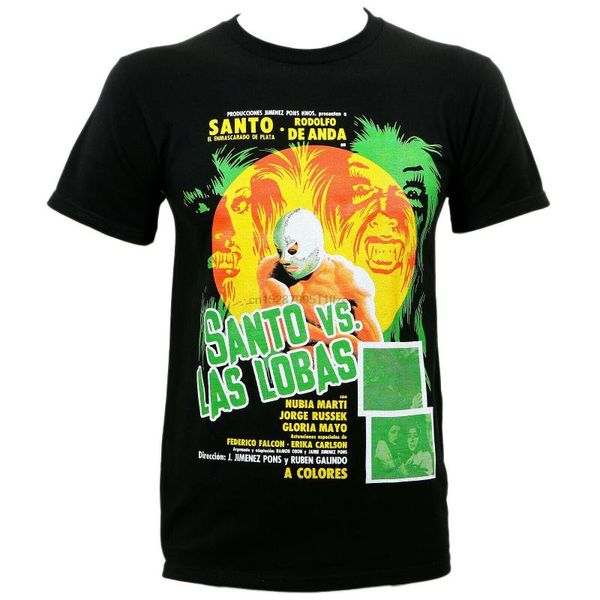 

men's t-shirts authentic santo vs las lobas luchador slim fit t shirt s m  xl 2xl 3xl, White;black