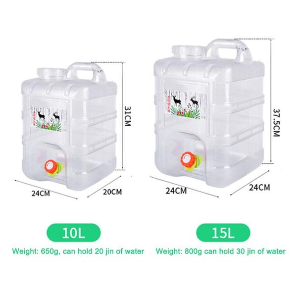 

10l 15l outdoor water container for camping hiking picnic driving clear portable water tank with faucet