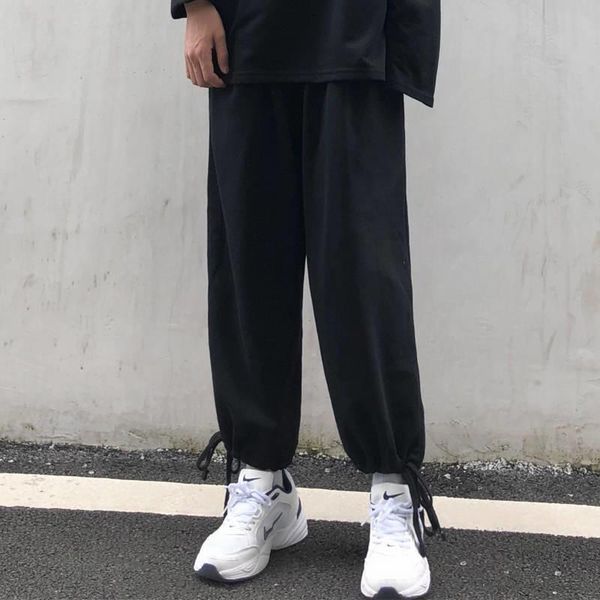 

women's pants & capris casual women harajuku ins harem chic n preppy teens pantalones high elastic waist simple basic femme trouser, Black;white