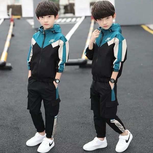 

boys clothing sets spring autumn teenager boy clothes kids cotton casual sports suit children fashion tracksuits for 5 14y, White