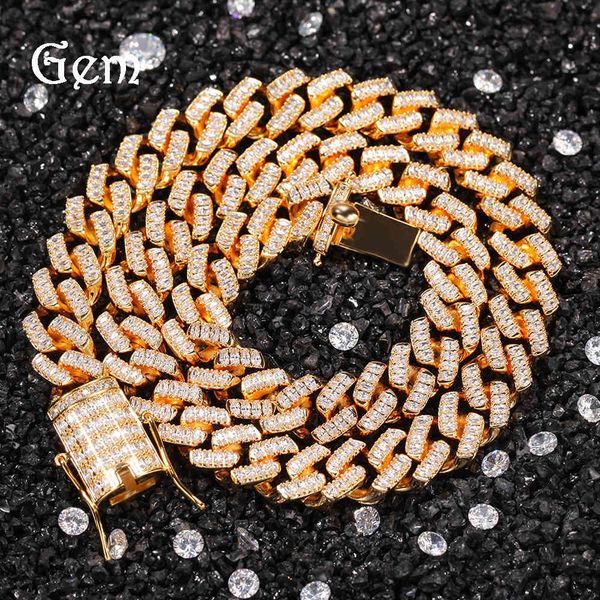 

diamond zircon 18k row jewelry hip hop 12mm cuban necklace, Black