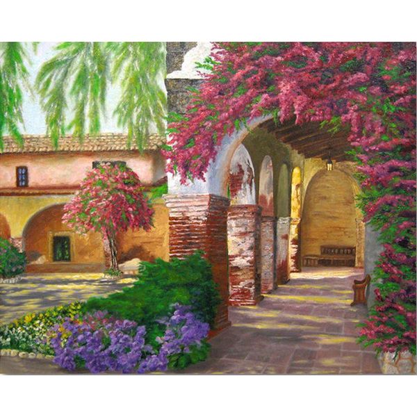 

paintings selilali framed picture by numbers romantic garden oil painting number drawing coloring on canvas diy home decor