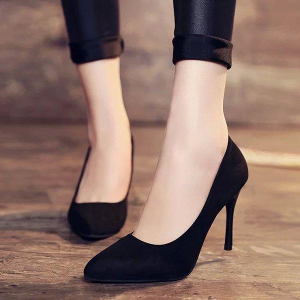 

dress shoes temperament pointed black stiletto heels shallow mouth fashion wild single comfortable large size high