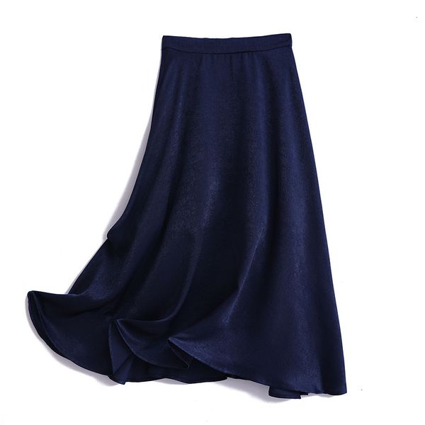

2021 high new waist spring a-line fashion pure elegant blue color skirt women clothes faldas jupe femme saia 6hnb, Black