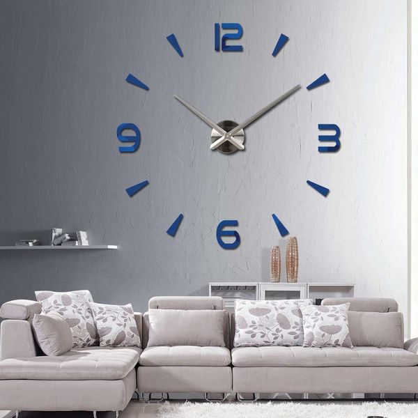 

wall clocks 2021 vintage clock modern design large diy acrylic horloge murale quartz watch 3d stickers brief living room