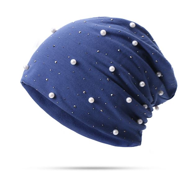 

spring hat pearl rhinestone pure cotton hedging cap fashion autumn and winter outdoor warm hat, Blue;gray