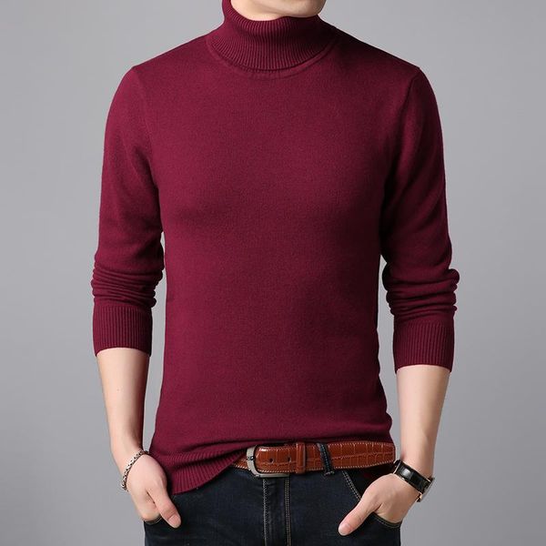 

men's sweaters 100% wool grade fashion brand knit mens turtleneck sweater pullover autum winter plain red casual jumper clothing, White;black