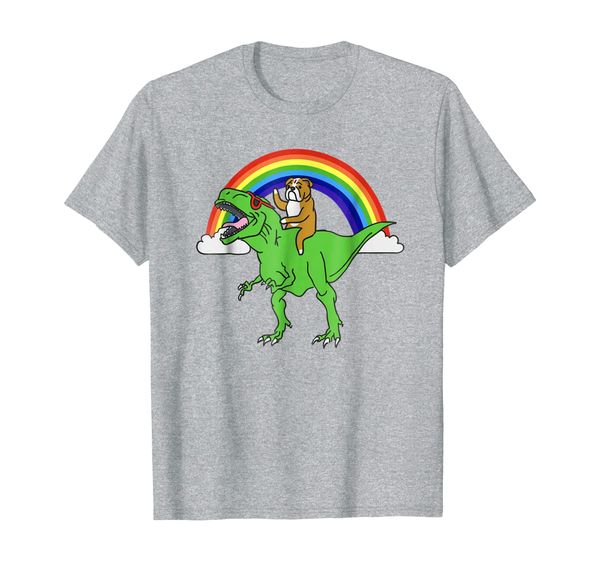 

English Bulldog Riding T Rex Dinosaur T-Shirt Dog Shirt, Mainly pictures