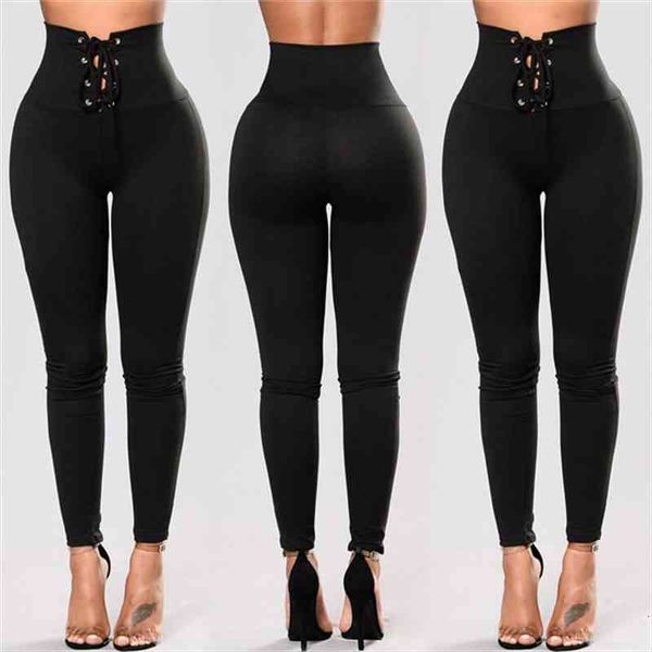 

high waist black skinny womens jean leggings slim fit pencil pants fitness trousers workout, Blue