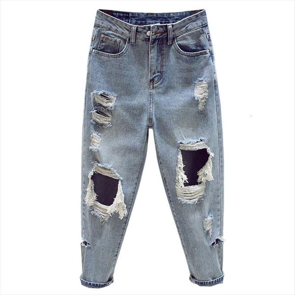 

spring summer autumn women jeans plus size fashion casual denim pants ripped for ba6, Blue