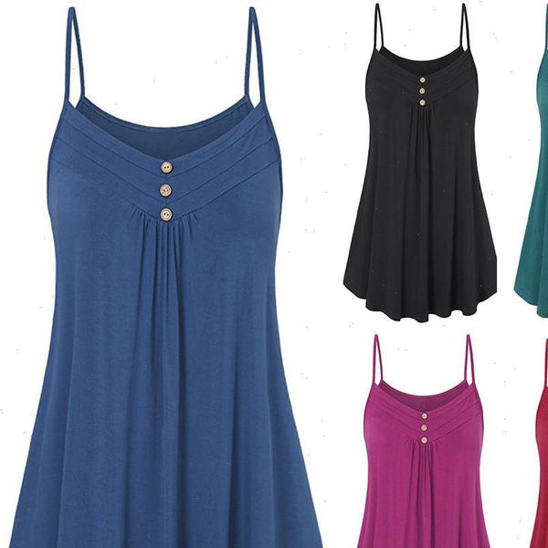 

plus size 5xl summer tank womens tunic button v neck sleeveless loose casual camis ladies clothes haut femme h20, White