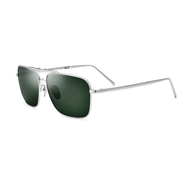 

luxury designer glasses titanium polarized sunglasses uv400 silver/black/gold square for men vintage folding glasses, White;black
