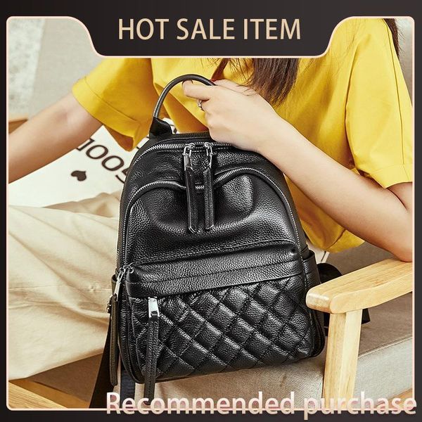 

2021 handbag bag new shoulder female leather backpack bag leather new ovquu schoolbag pxdnh, Red;black