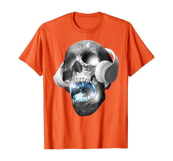

edm urban dj hip hop skull streetwear headphones graphic tee t-shirt, White;black
