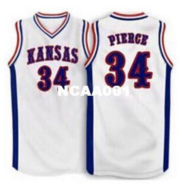 

vintage 21ss #34 paul pierce kansas jayhawks white,blue 21sss embroidery college jersey or custom any name or number jersey, Black