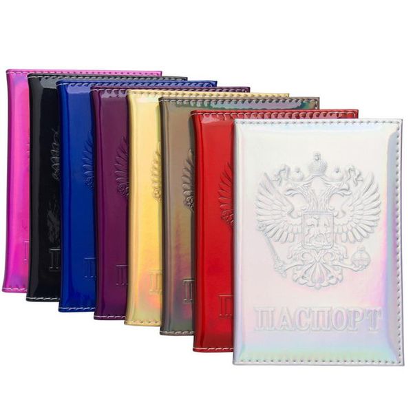 

card holders travel accessories fashion laser russia passport covers holder women men pu leather id bank rfid business wallet case, Brown;gray
