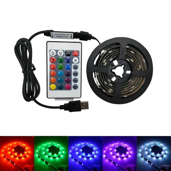 

strips led 5v rgb usb 24key ir remote control for tv background lighting flexible ip65 waterproof set