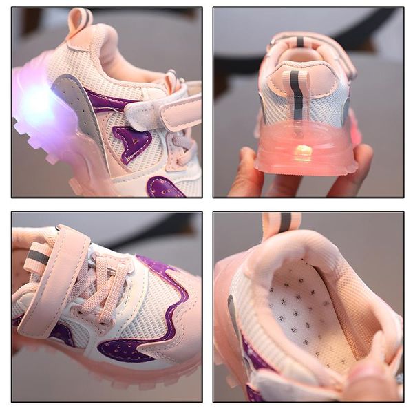

first walkers children kids baby girls sneakers bling led light luminous sport shoes breathable soft casual running shoes#0