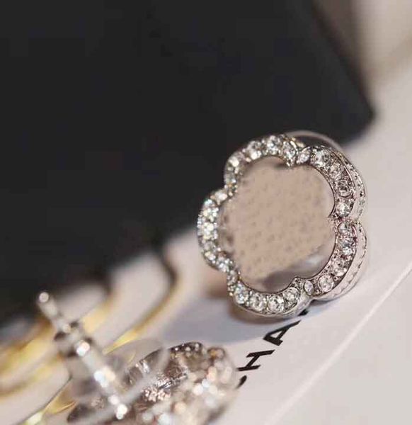 

flower shape with diamond stud earring for women wedding jewelry gift ps4109, Golden