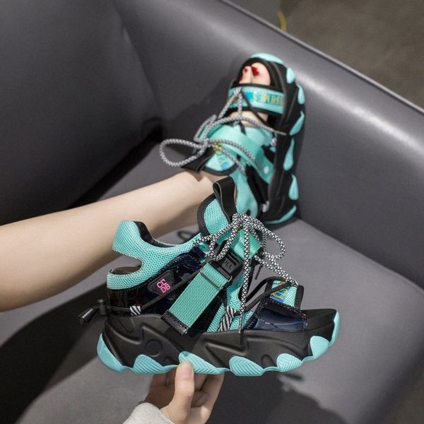 

women chunky platform sandals 10cm super high heels casual shoes british style designers woman wedge fashion sandal ladies 2020 a5iw#, Black