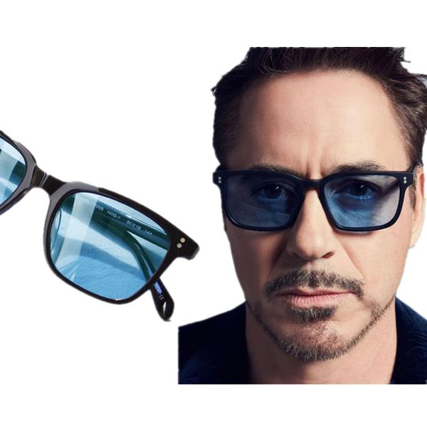 Robert Downey O5301S Солнцезащитные очки HD Blue-Tinited Eyeglasses Eyeglasses Eyewear UV400 облегченная квадратная доска 50-19-144 очки полный набор чехол OEM Oulet FreeShipping