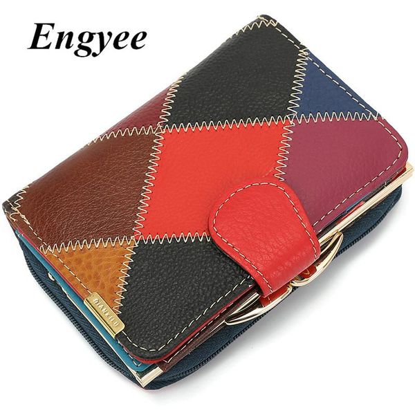 

wallets women 100% genuine leather ladies zipper&hasp coin purses 2021 brand design female vintage wallet short, Red;black