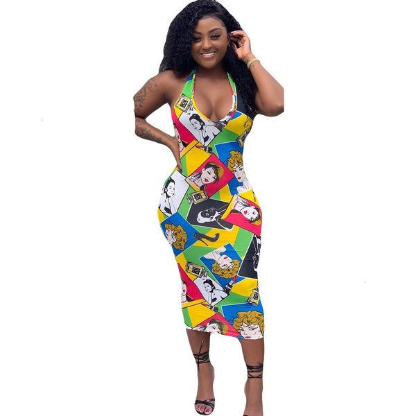 

2021 new spring summer women party es vestidos plus size cartoon print bodycon tank casual zhmm, Black;gray