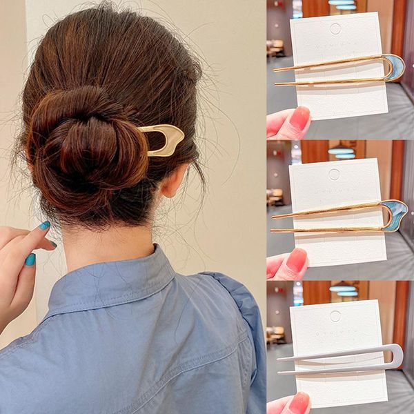 

hair accessories fashion u shape metal sticks for women clips elegant simple gold color hairpins girl headwear jewelry