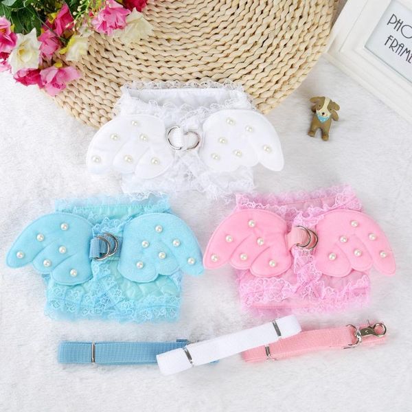 

dog apparel puppy harness leash collar cat vest strap with angel wings