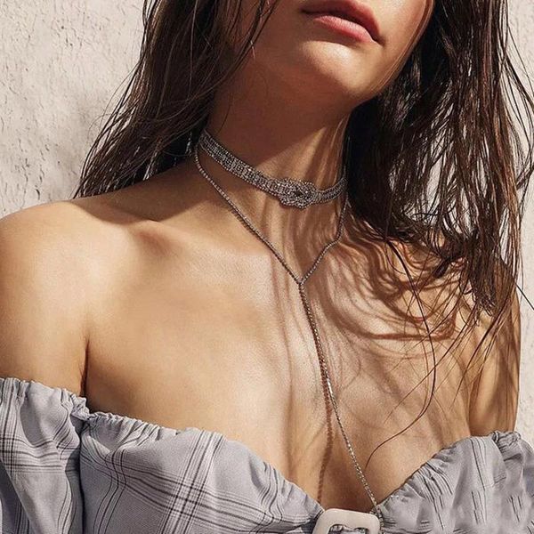 

chokers chain necklace fashion collane mujer cadena layered chocker jewlery colares joyas accessories neckless women chains colar, Golden;silver