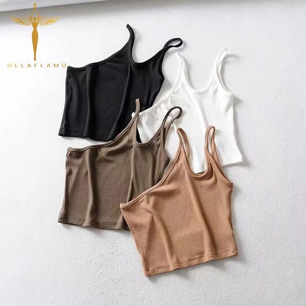 

women's tanks & camis slash double strap womens casual basic skinny crop knit bottom tank vests female irregular street camisole, White
