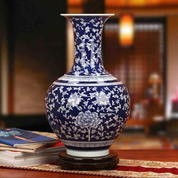 

vases high grade hand painted blue peony of and white porcelain vase chinese style home furnishing articles ceramic