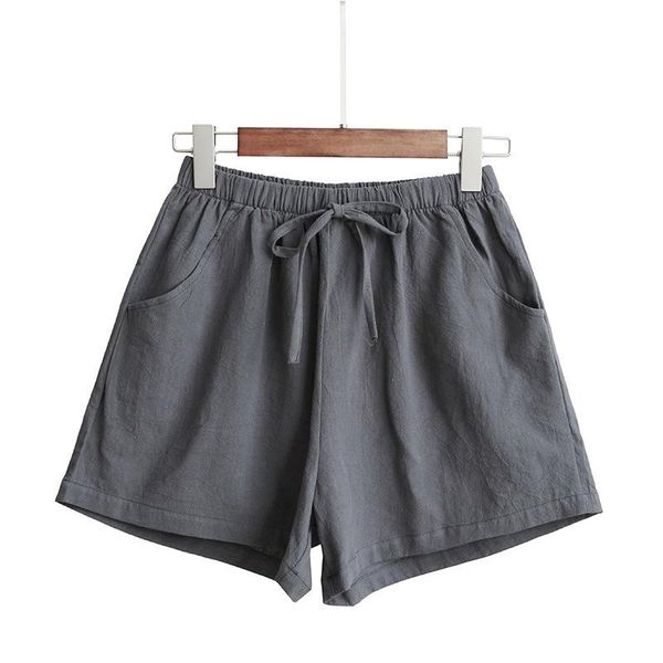 

women's shorts short pants summer cotton linen women fashion female wide leg trousers casual loose plus size elastic waist, White;black