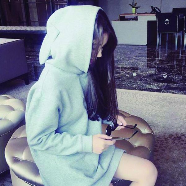 

women's hoodies & sweatshirts kawaii pullover ear hoodie harajuku korean style cute soft sweatshirt college xxl women poleron casual, Black