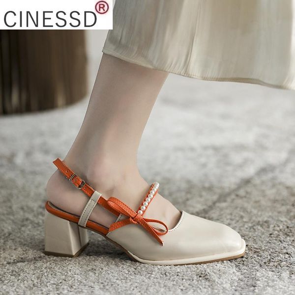 

sandals 2021 summer women's fashion sweet pearl bow decoration women shoes square heel pu leather baotou, Black