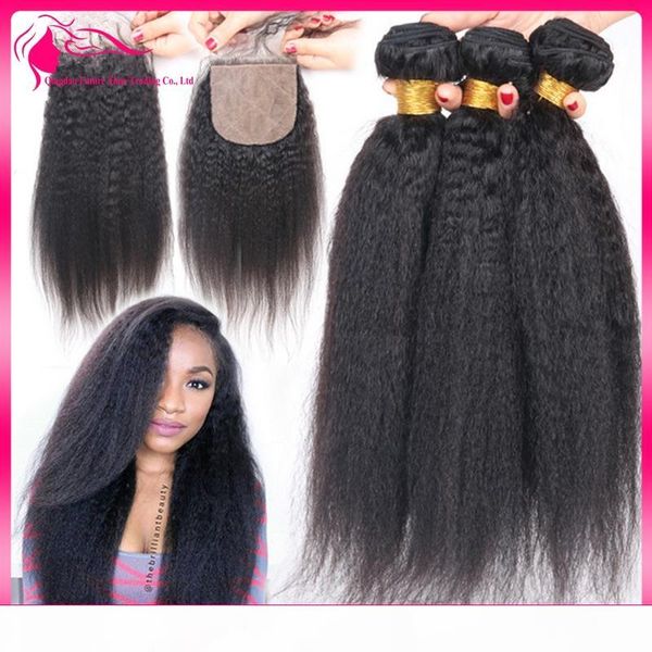 

mongolian kinky straight hair with silk base lace closure middle part human hair lace closure with hair extensions for black woman
