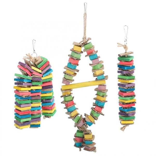 

other bird supplies hanging colorful wooden block paperboard chewing destroying toy for pet parrot accessories