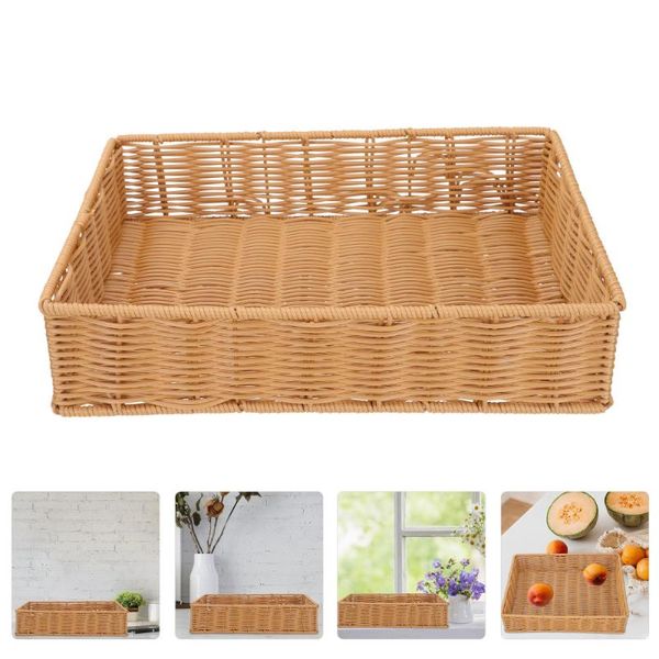 

decorative flowers & wreaths 1pc woven basket multi-purpose organizing household storage (brown)