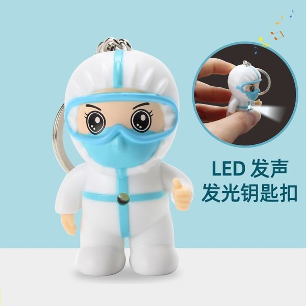 

luminous keychains led sound cartoon mini keychain nurse's day doctor's day gift angel in white keyrings pendant car bag ornaments, Red;brown