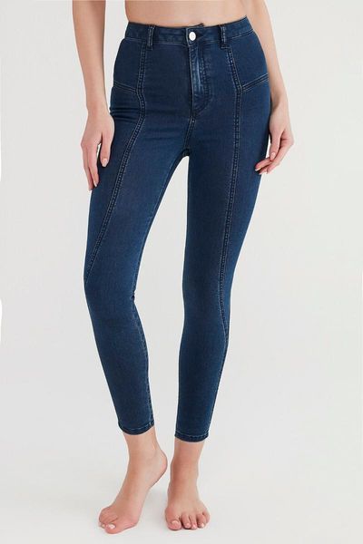 

women's leggings blue denim high waist stretchy phjp60gx21iy-dnl, Black