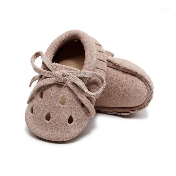 

hollow leather baby shoes tassel bow moccasins soft soled non-slip crib first walker1