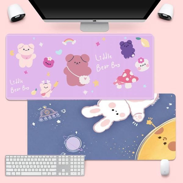 

mouse pads & wrist rests kawaii bear deskpad gaming mousepad large gamer soft keyboard pc desk mat anti-slip comfort stationery ac