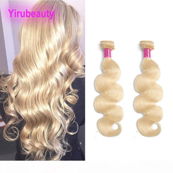 

indian virgin hair 2 bundles body wave 613 blonde human hair extensions wefts two pieces one set double wefts natural color, Black;brown