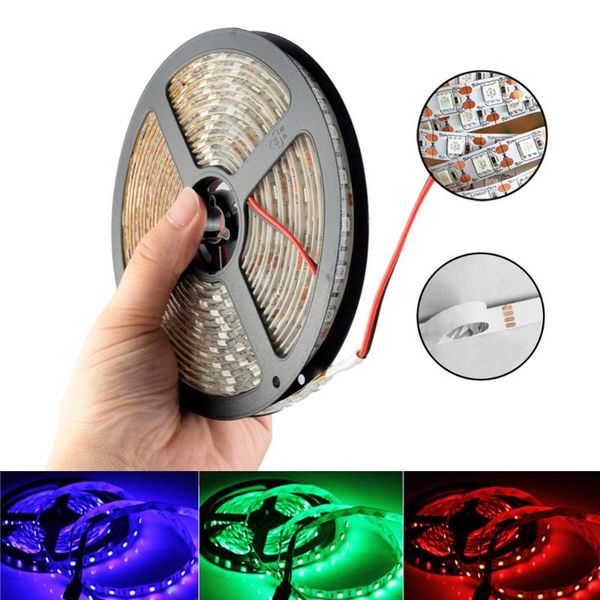 

1roll 5m led strip light waterproof dc 12v rgb led diode tape holiday decoration lamp string ribbon 60leds/m
