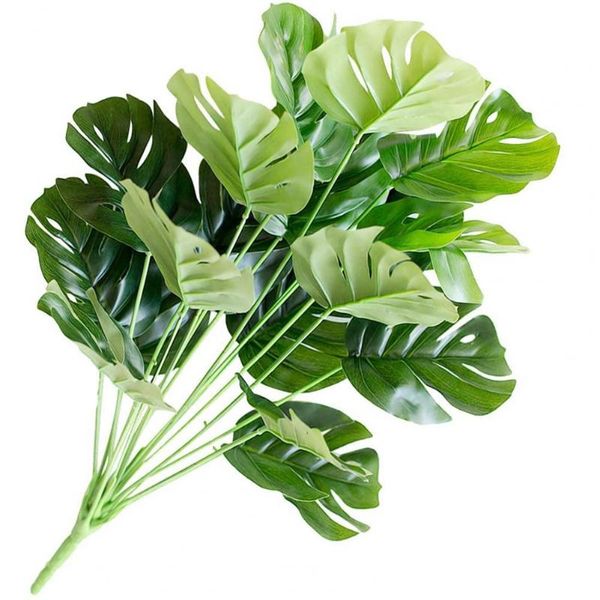 

1 bouquet artificial monstera green plastic fake monstera floral foliage plant for home